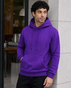 Sweat-shirt à capuche en polaire pour homme, couleur unie, coupe classique, décontracté, pour l'automne - Product Image 2