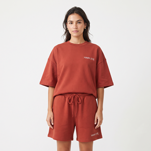 Conjunto de Dos Piezas para Mujer, Camisa Holgada Informal y Pantalones Cortos Estilo Biker por Encima de la Rodilla, Color Sólido, Superventas - Product Image 1