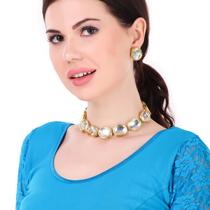 Trendy Women's Brass Alloy Gold Plated Imitation <b>Pearl</b> Zircon Bridal Necklace <b>Set</b> Matching Earrings Engagement Wedding - Product Image 1