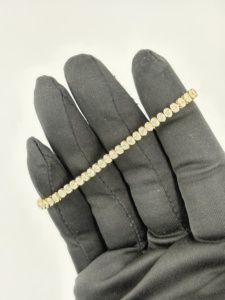 Bracelet tennis luxueux en diamant de laboratoire taille ovale, or 14kt 18kt, sertissage à griffes latérales, maillons allongés classiques, unisexe, DEF - Product Image 3
