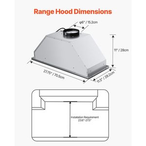 Cappa da cucina da incasso da 30 pollici 800 CFM in acciaio inossidabile con luci LED e controllo touch gestuale, inserto per cappa elettrica - Product Image 6