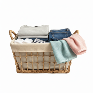 Cheap Handmade Water Hyacinth <b>Woven</b> <b>Basket</b> Natural Storage Organizer Eco-Friendly Laundry <b>Basket</b> with Handles for Home Decor - Product Image 3