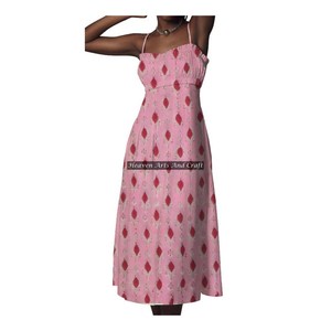 New Bohemian Floral Print Spaghetti Strap <b>Dress</b> <b>For</b> Spring/<b>Summer</b> Casual Wear Street Style Block Printing Logo On Back - Product Image 1