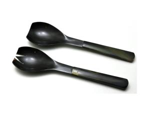 Juego de 2 servidores de ensalada de cuerno, diseño de primera calidad, hechos a mano con cuerno natural de búfalo, a un precio asequible. - Product Image 1