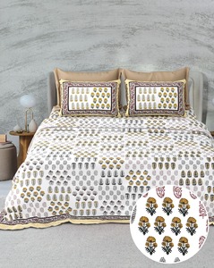 Parure de lit Sansar imprimée à la main en coton 100% 200TC anti-acariens toutes saisons, fabriquée à la main en Inde pour la décoration intérieure - Product Image 2