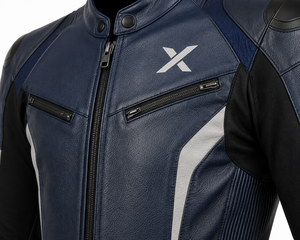 Combinaison de moto en cuir une pièce pour le tourisme sur route |   Noir Bleu marine |   Fabricant OEM ODM |   Qualité de conception haut de gamme | - Product Image 4