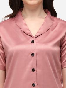 Conjunto de pijama rosa de seda para mujer, ropa de dormir de 2 piezas con estampado de lujo para verano, venta al por mayor - Product Image 5