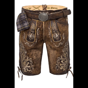 2026 Meilleures ventes Lederhosen pour hommes, Costume authentique allemand bavarois d'Oktoberfest, respirant, style urbain, en daim véritable fendu - Product Image 6
