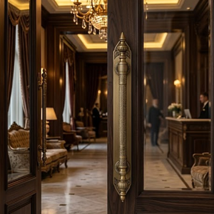 Poignée de porte de luxe en laiton massif Sovereign Flute |   Plaque de porte ornée de style colonne cannelée moderne pour les portes d'entrée des hôtels - Product Image 2
