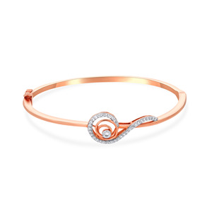 Elegant Rose Gold 18K Lab Grown Diamond Spiral <b>Bangle</b> <b>Bracelet</b> Intricate Circular Design Sparkling Stones Sophisticated - Product Image 2