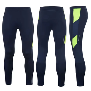 Leggings de compression longs pour hommes, bleu marine, taille élastique, Spandex/Polyester, séchage rapide, 220g - Product Image 6