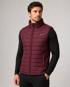 F2WIN Men's <b>Black</b> Quilted <b>Vest</b> Stand Collar Zipper Closure Breathable Quick Dry Windproof Winter Outerwear Casual Style Solid - Product Image 2