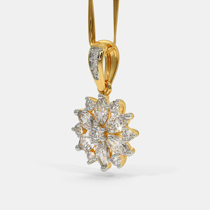 Collar con Colgante de Diamante Cultivado en Laboratorio con Diseño Floral de Copo de Nieve en Oro Amarillo - Product Image 4