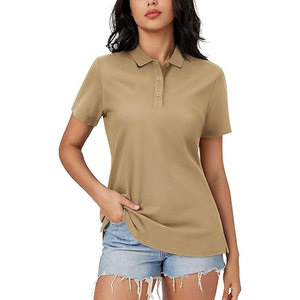 High Quality Women's for Shirts Knitted Canvas Silk/Cotton <b>3</b>-Button Short Sleeve Collared Tops Eco-Friendly Summer Cool Casual - Product Image 1