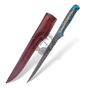 Hot Selling <b>Kitchen</b> Fillet <b>Knife</b> High Quality Custom Handmade Damascus Steel Fish Fillet Chef <b>Knife</b> 8" Blade Ambidextrous Resin - Product Image 1