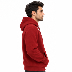 Sudadera con Capucha de Punto Waffle para Hombre, Personalizada, Térmica, de Manga Larga, Informal, Deportiva, Estilo Urbano, Sudadera con Capucha para Invierno, Ropa al por Mayor - Product Image 1