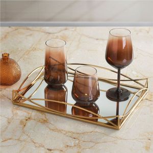 Luxury Gold Metal Hexagon Mirror Tray Decorative <b>Vanity</b> Cosmetic <b>Makeup</b> Organizer Tray Elegant Wedding Centerpiece Serving Tray - Product Image 4