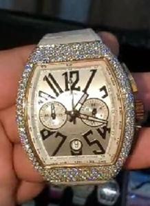 Reloj de Lujo Personalizado con Incrustaciones de Diamantes, Correa de Goma Negra de 20 mm, Caja de Acero Inoxidable, Cristal de Zafiro, Esfera Grande, Moissanita para Hombre - Product Image 4