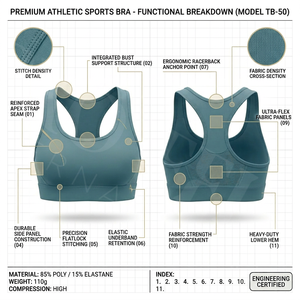 Soutien-gorge de sport personnalisé de qualité supérieure avec logo, maintien élevé, push-up, pour yoga, gym, fitness, course à pied, dos nageur, respirant et rembourré - Product Image 2