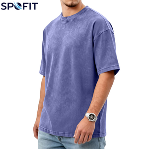 T-shirts pour hommes en coton 100% lourd, de haute qualité, style vintage délavé à l'acide, grandes tailles, coupe ample, pour l'été, vente en gros - Product Image 5