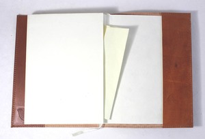 Genuine Brown Leather Handmade Recycled Cotton Paper <b>Journal</b> Front Embossed Design With Printed Logo Goat For <b>Writing</b> - Product Image 5