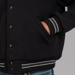black varsity leather sleeve men winter premium <b>jacket</b> for men <b>smart</b> casual bomber heavyweight <b>jacket</b> - Product Image 3