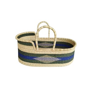 Trader modern olive and blue geometric high <b>wall</b> seagrass changing <b>basket</b> alongside rattan changing kid <b>basket</b> - Product Image 4