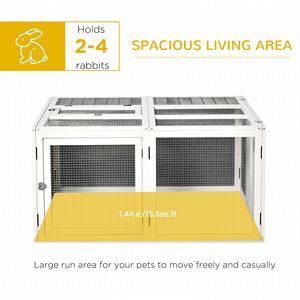 Casetta per Conigli Classica di Lusso in Legno di Abete con Tetto Apribile e Pieghevole per 1-4 Conigli, Cuccia per Animali Domestici da Interno con Struttura Solida - Product Image 4