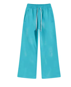 Pantalones de chándal de forro polar nuevos de invierno para hombre, con efecto de tinta salpicada, teñido por pulverización, lavado desgastado, joggers anchos con bordes desgastados, pantalones holgados de felpa. - Product Image 3