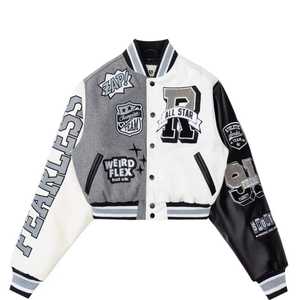 OEM/ODM 100% Cotton wool body Varsity Jackets for women with leather sleeves Custom Chenille embriordery logo Colege jacket - Product Image 1