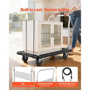 Carrello Pieghevole con Capacità di 300 kg, Ruote Girevoli da 8 Pollici, Carrello a Piattaforma Portatile con Piattaforma di Movimentazione - Product Image 5