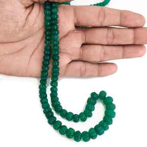 ลูกปัดหินออนิกซ์สีเขียวธรรมชาติแกะสลักรูปเมลอน รูปฟักทอง สำหรับทำเครื่องประดับ ร้อยเป็นเส้น หินเม็ดเดี่ยว - Product Image 3