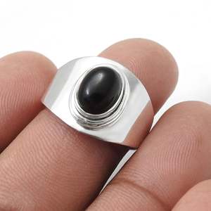 Natural Oval Cut Black Onyx Gemstone <b>Ring</b> Handmade 925 Sterling <b>Silver</b> Jewelry For <b>Men</b> And Women Birthstone Bohemian Jewelry - Product Image 4