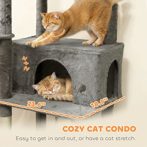 Torre para Gatos de 80 Pulgadas de Alto, Color Gris Oscuro, con 2 Condominios, 2 Hamacas, 6 Postes de Sisal para Rascar, Árbol para Gatos de Varios Niveles y Rascador - Product Image 5