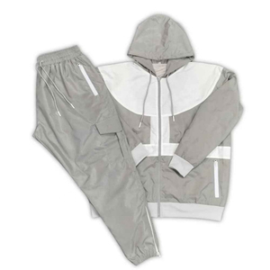 Conjunto Cortavientos para Hombre con Bloques de Color, Capucha, Estampado Térmico, Bordado, de Secado Rápido, Poliéster, Deportivo, para Primavera, Ropa Exterior con Mangas - Product Image 1