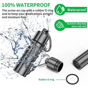 Contenitore Portatile per Pillole da Viaggio, Piccola Scatola Metallica con Portachiavi, Confezione da 2 con 2 Moschettoni per Custodie Porta Pillole - Product Image 1