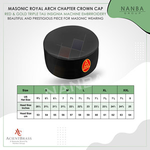 Gorra de la Fraternidad Royal Arch Premium con Rayas, Negra con Insignia Roja y Dorada, para Uso en Fiestas al Aire Libre - Product Image 6