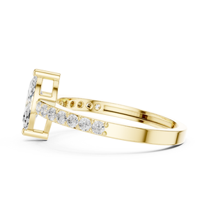 18K Yellow Gold Marquise Cut <b>Diamond</b> Engagement <b>Ring</b> for Women | Pave Set Solitaire <b>Diamond</b> <b>Ring</b> | Luxury Fine Jewelry - Product Image 3