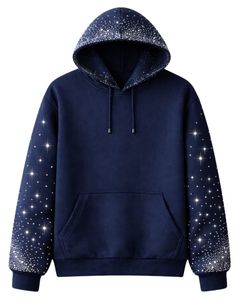 Gothic Hooded Winter <b>Pullover</b> <b>Men</b> Regular Fit 100% Cotton Knitted Rhinestone Design Eco-Friendly Breathable Quick Dry - Product Image 1