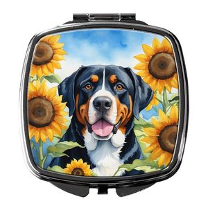 Miroir de maquillage de voyage compact pour femmes filles Plus pour chien de montagne suisse Tournesols Poche décorative Pliable Idée cadeau - Product Image 1