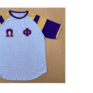 T-shirt grec personnalisé en chenille gris oméga à col rond, avec poches, coupe classique, respirant, 220g, 100% coton, manches courtes - Product Image 3