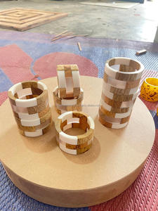 Luxury Wood <b>Napkin</b> Ring with Resin Stripe Decoration Handmade Ceramic <b>Napkin</b> Holder for Table Wedding <b>Party</b> for Kitchen Use - Product Image 3