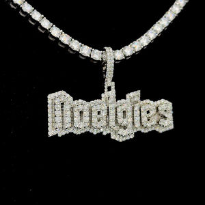 Tendance pendentif glacé diamant caution personnalisé lettres empilées pendentif nom personnalisé collier Hip Hop hommes diamant bijoux - Product Image 3
