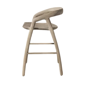 Modern Scandinavian Outdoor <b>Bar</b> Chair Solid Teak Curved Backrest Ergonomic Counter Height <b>Stool</b> Premium Resort Furniture - Product Image 2