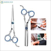 Kit de ciseaux de barbier Dragon en acier inoxydable, revêtement plastique noir, ciseaux de coupe de cheveux pour salon de coiffure, ciseaux à effiler, ensemble de 2 pièces pour la coiffure