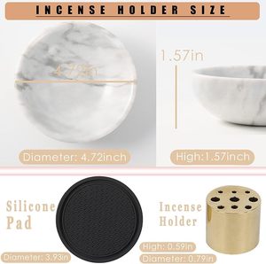 Porte-encens en marbre naturel pour bâtonnets avec 9 trous, brûleur d'encens fait main idéal pour la purification et la décoration - Product Image 3