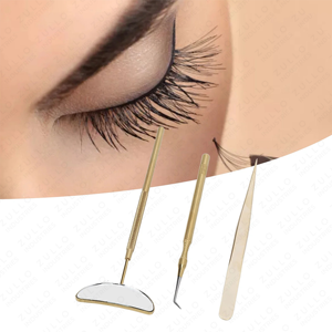 Stainless Steel Lash Tweezers Set with Gold Eyelash Mirror Professional Extension <b>Tools</b> for Beauty Salon Supplies - Product Image 4