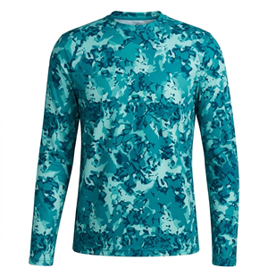 Camisas de Pesca para Hombre con Estampado Personalizado por Sublimación, Manga Larga, Transpirables, de Poliéster de Secado Rápido, Camuflaje, Impermeables, UPF 35 Plus, OEM - Product Image 1