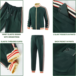 Ensemble de survêtement unisexe de haute qualité en polyester et coton, vêtements de sport décontractés, survêtement de jogging à fermeture éclair intégrale, ensemble de survêtement de sport pour l'entraînement - Product Image 3