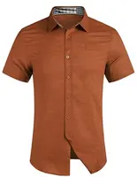 अद्वितीय शैलियों हस्तनिर्मित प्राकृतिक 100% नियमित रूप से फिट लघु आस्तीन सनी शर्ट